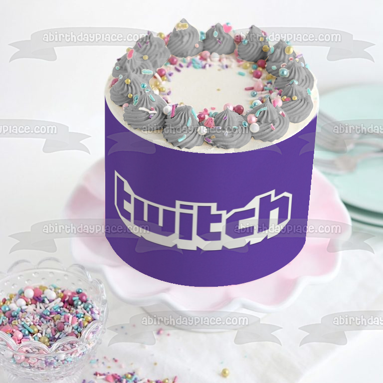 Imagen comestible para decoración de tarta con el logotipo de Twitch ABPID51317