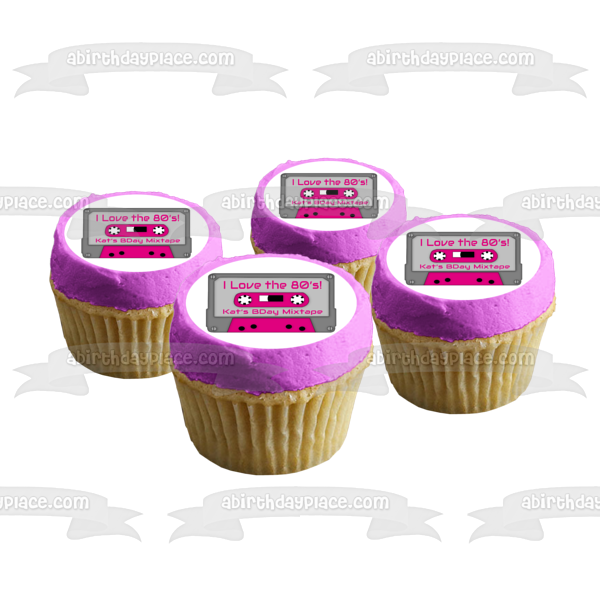 I Love the 80's Decades Mixtape Personalizable Party Dance 80s Music Children of the 80's Edible Cake Topper Image ABPID51356