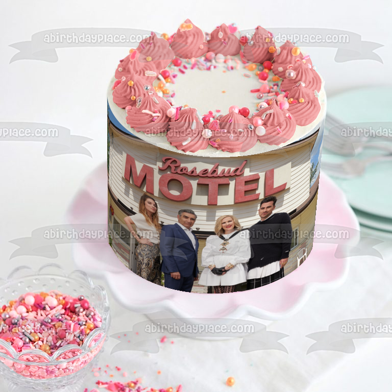 Schitt's Creek Johnny Rose Moira Rose David Rose Alexis Rose Rosebud Motel Edible Cake Topper Image ABPID51283