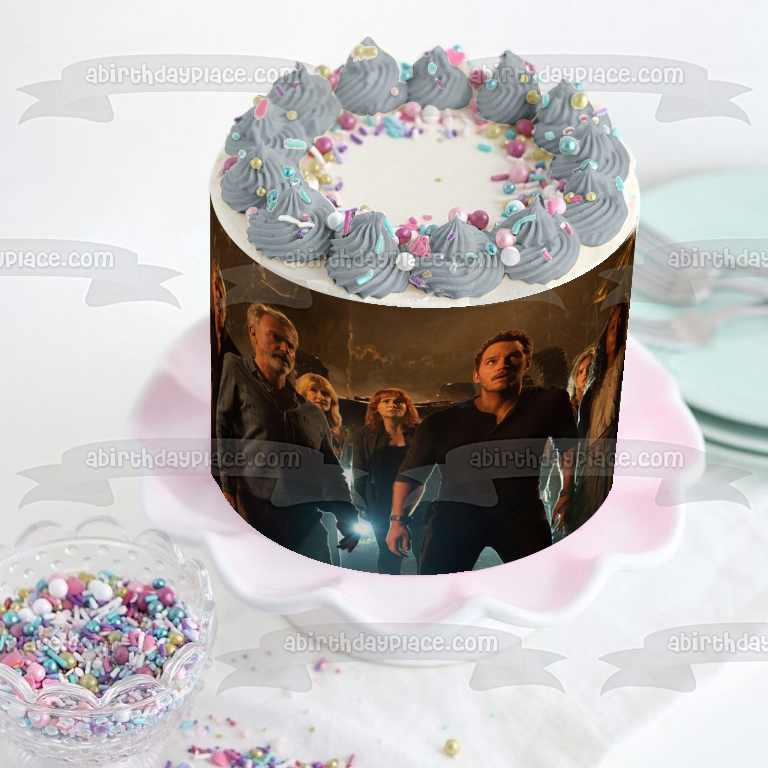 Jurassic World: Dominion Alan Owen Kayla y Claire Imagen comestible para decoración de tarta ABPID56386