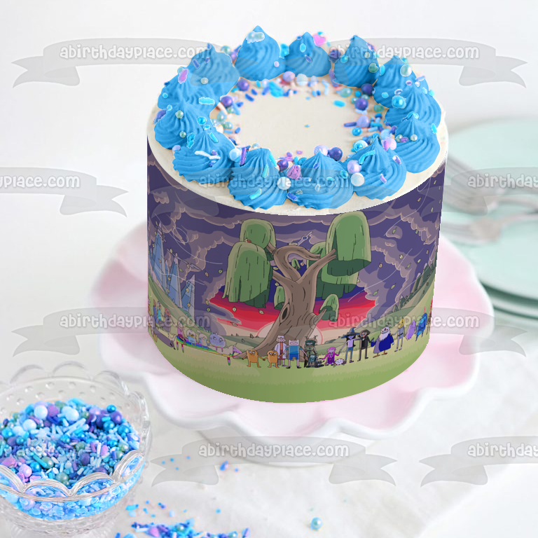 Adventure Time Finn Jake Huntress Wizard Lumpy Space Princess Ice King Marceline the Vampire Princess Bubblegum Edible Cake Topper Image ABPID51295