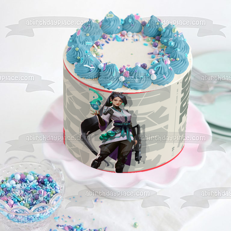 Imagen comestible para decoración de tarta de salvia Valorant ABPID51708