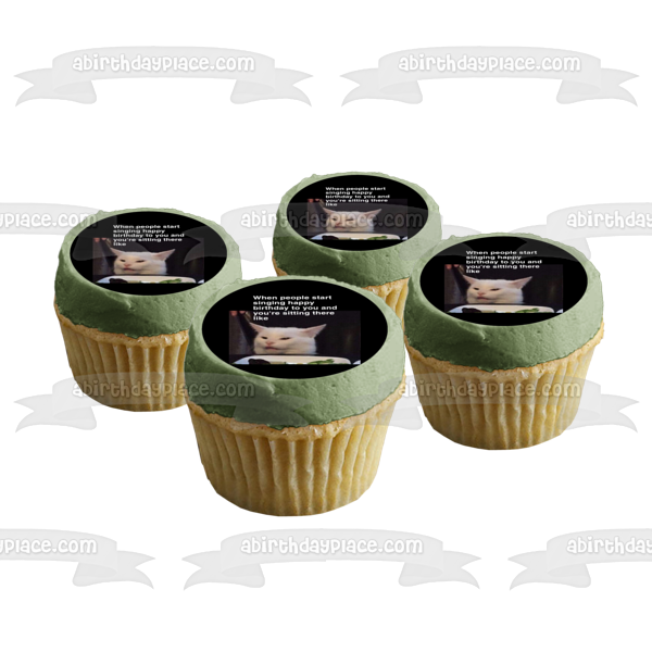 Meme Happy Birthday Angry Cat Edible Cake Topper Image ABPID51471