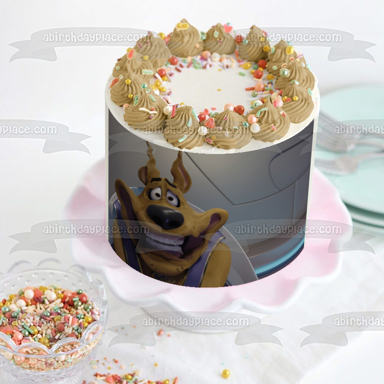Scoob! Scooby Doo Going Fast with Funny Face Edible Cake Topper Image ABPID51671