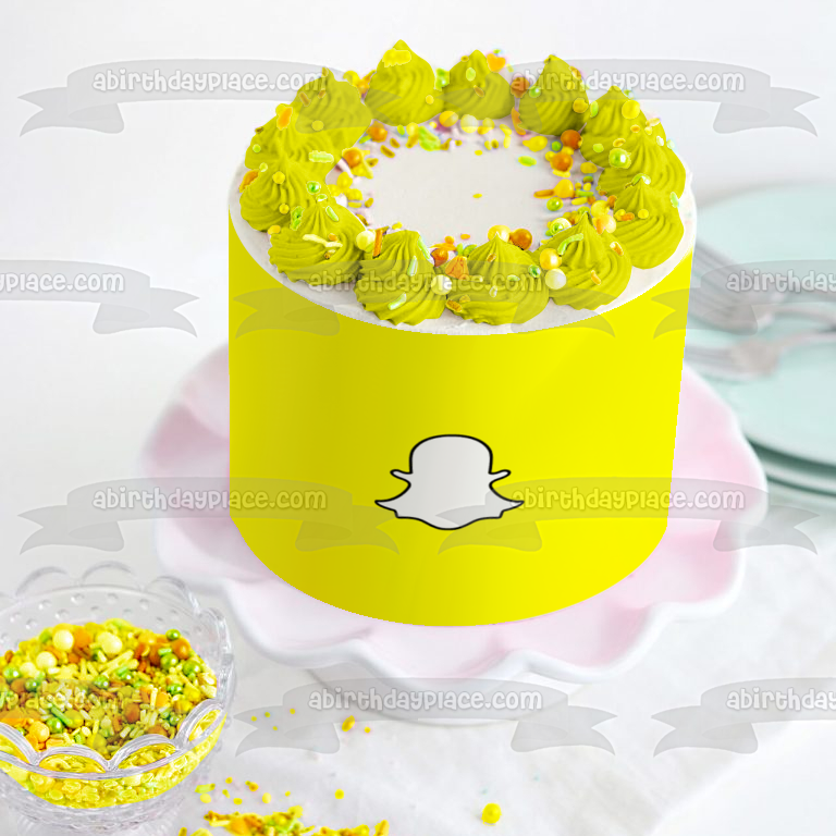 Logotipo de Snapchat con fondo Imagen comestible para decoración de tarta ABPID51774