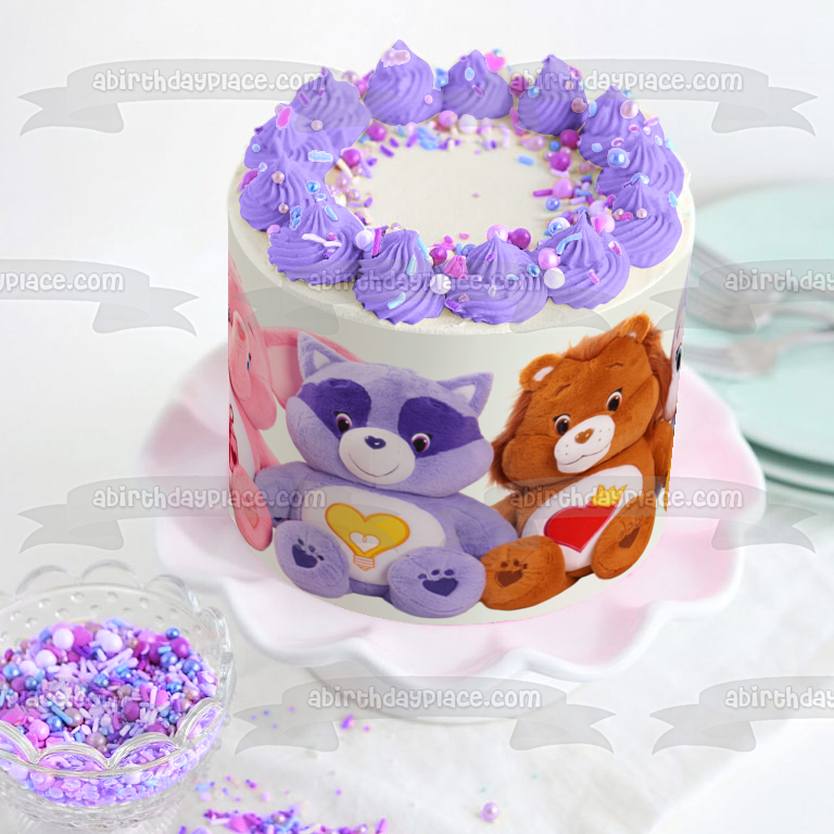 Care Bears and Cousins Brave Heart Lion Bright Heart Raccoon Cozy Heart Penguin Lotsa Heart Elephant Edible Cake Topper Image ABPID52011