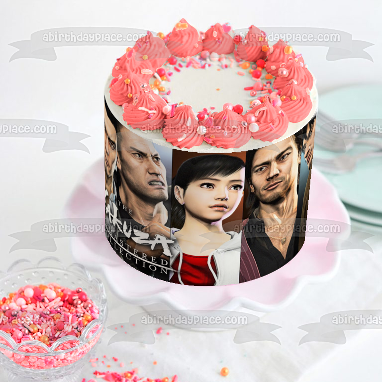 La colección Yakuza Remastered Kazuma Kiryu Haruka Sawamura Goro Majima Ichiban Kasuga Takayuki Yagami Imagen comestible para decoración de tartas ABPID51904