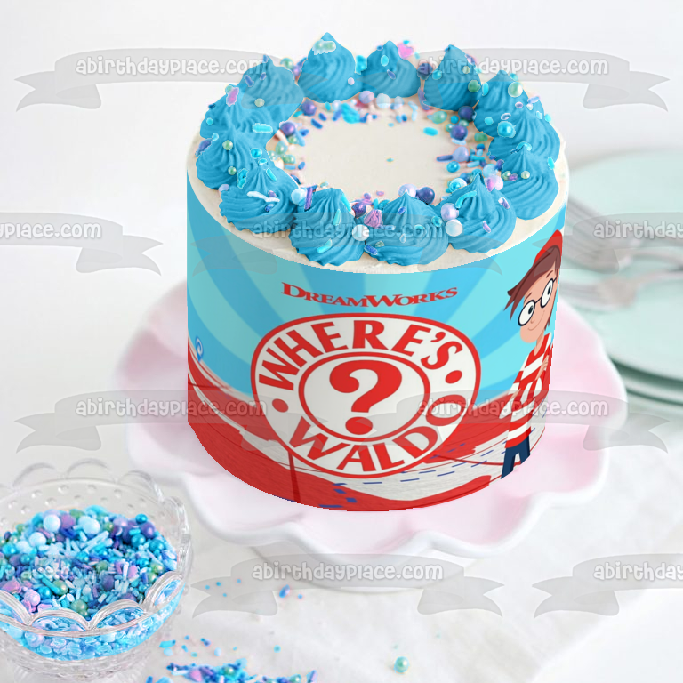 Where's Waldo Waldo Standing on Map Edible Cake Topper Image ABPID52122