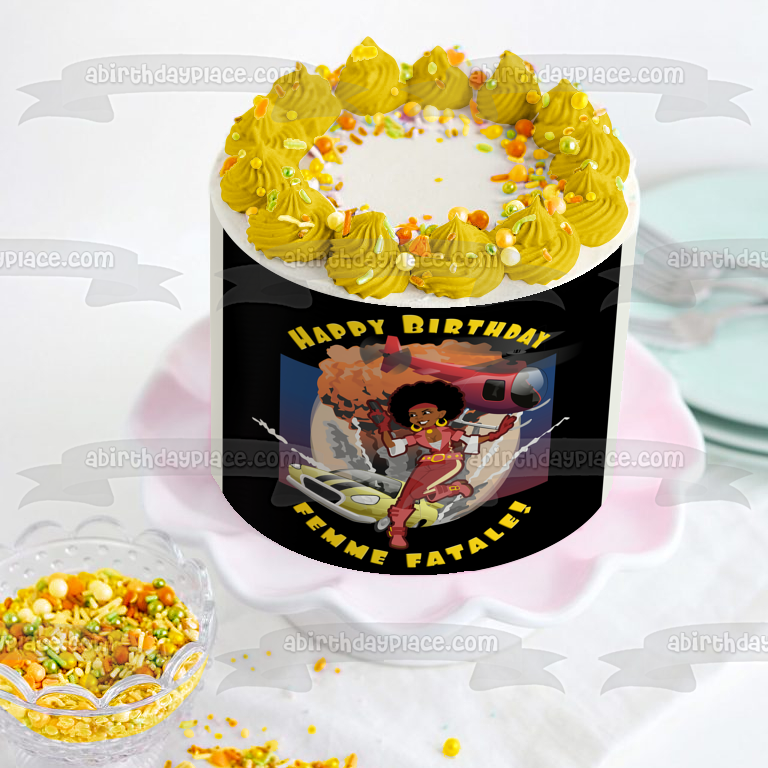 Imagen comestible para tarta de fiesta de explosión de espía de Femme Fatale ABPID51980