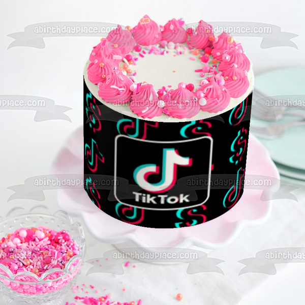 Tik Tok Logo Dollar Signs Edible Cake Topper Image ABPID51986