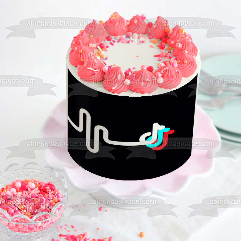 Tik Tok Logo Waveform Edible Cake Topper Image ABPID51987