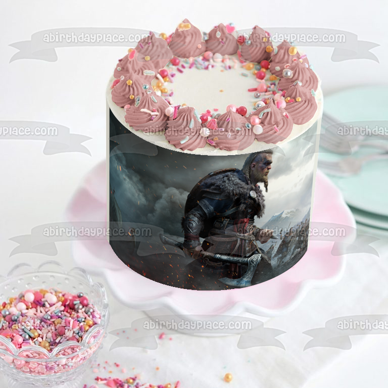Assassins Creed Valhalla Elvor Edible Cake Topper Image ABPID52180