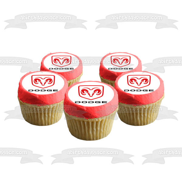 Dodge Car Company Vehicle Logo Red Black Sheep Ram's Head Edible Cake Topper Image ABPID52196
