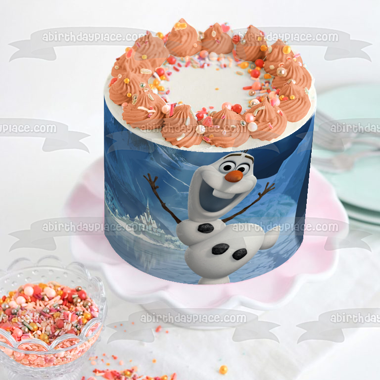 Disney Pixar Frozen Olaf Ice Skating Frozen Lake Edible Cake Topper Image ABPID52198