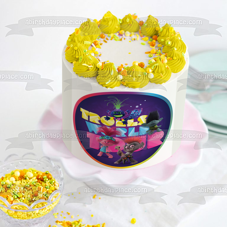 Trolls World Tour Queen Barb Queen Poppy Branch King Trollex Edible Cake Topper Image ABPID52200
