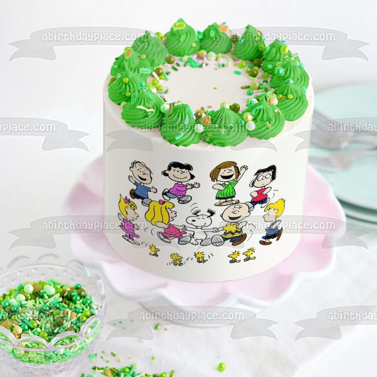 Peanuts Charlie Brown Snoopy Linus Lucy Sally Peppermint Patty Woodstock Edible Cake Topper Image ABPID52201