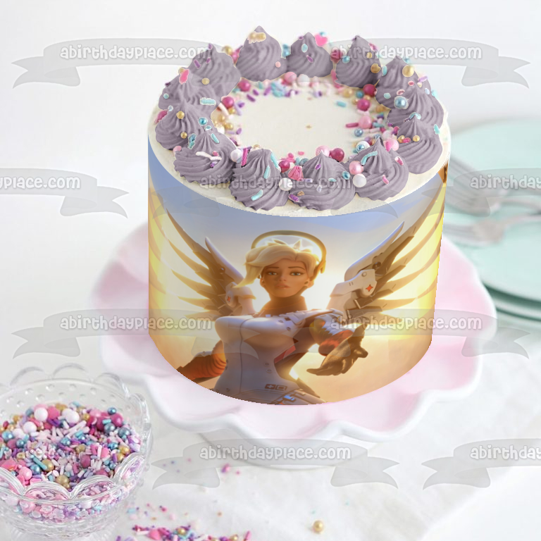 Overwatch Video Game Mercy Edible Cake Topper Image ABPID52221