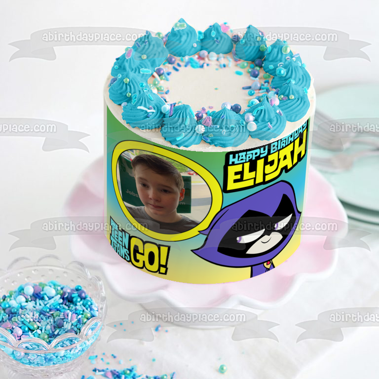 ¡Los jóvenes titanes van! Cyborg Añade tu propio marco de fotos ¡Booyah personalizable! Victor Stone DC Comic Books - Marco de imagen comestible para decoración de tartas con dibujos animados ABPID52236