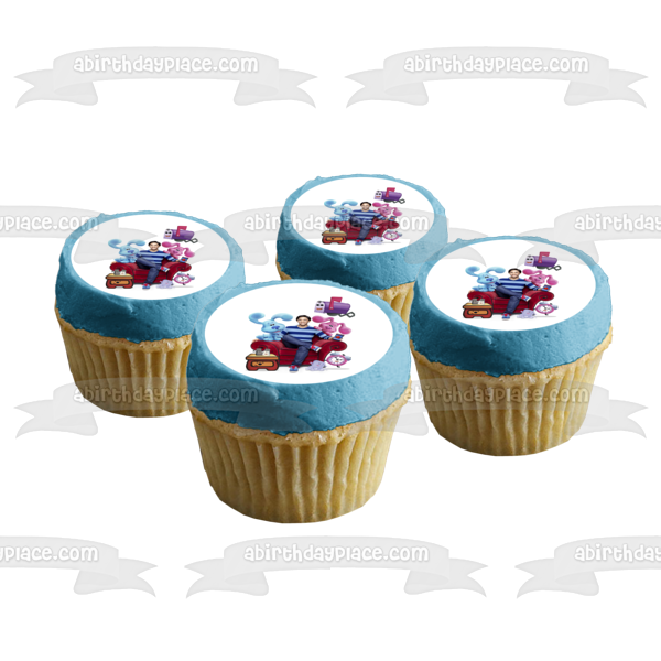 ¡Las pistas de Blue y tú! Buzón azul Josh Tickety Tock Magenta Bloc de notas comestible para tarta imagen ABPID52507