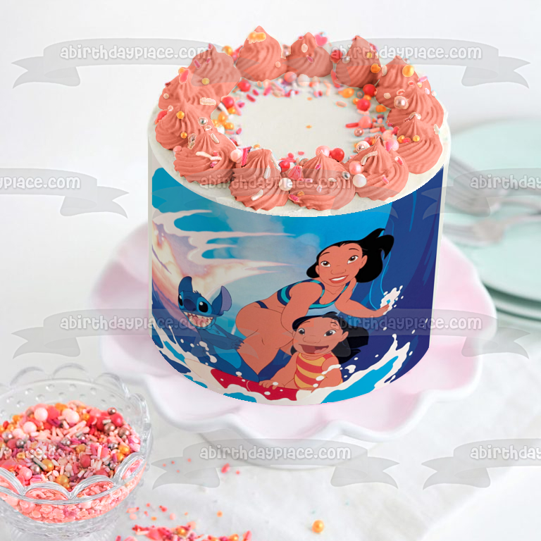 Disney Lilo & Stitch Nani Surfing Edible Cake Topper Image ABPID52243