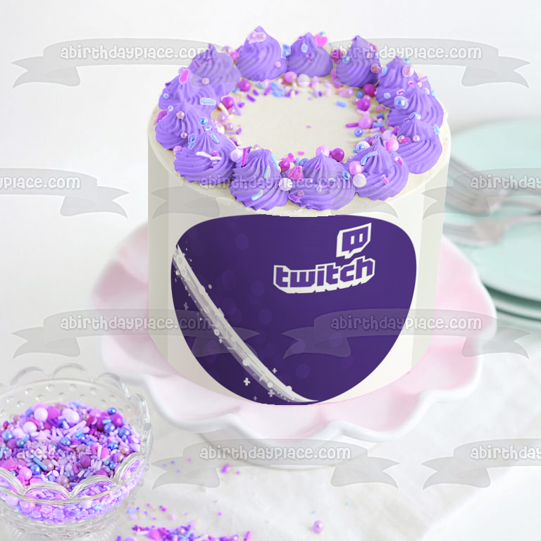 Twitch White Swoosh Logo Servicio de transmisión de vídeo Imagen comestible para decoración de tartas ABPID52250