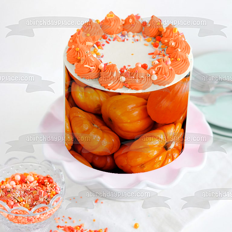 Pumpkins Happy Halloween Fall Harvest Edible Cake Topper Image ABPID52522