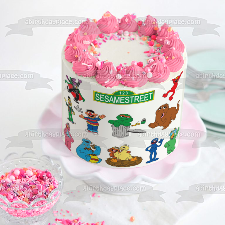 Sesame Street Characters Count Elmo Bert Ernie Grouch and the Gang! Edible Cake Topper Image ABPID52260