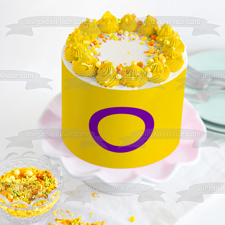 Bandera del Orgullo Intersexual Lgbtqia+ Lesbiana Gay Bisexual Transgénero Intersex Asexual Comestible Cake Topper Imagen ABPID52287