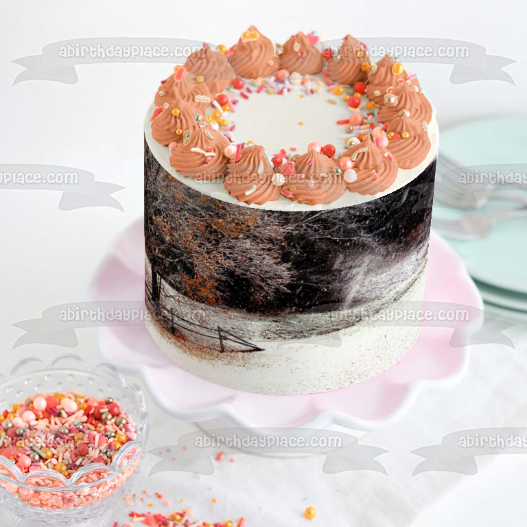 Snowy Trees Scenery Edible Cake Topper Image ABPID52561