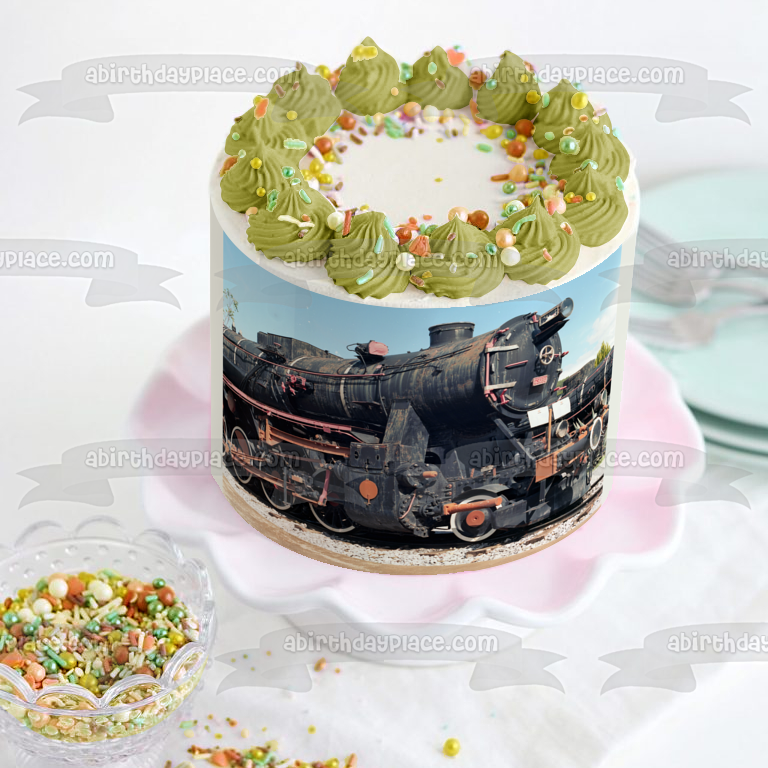 Train on a Track Edible Cake Topper Image ABPID52581