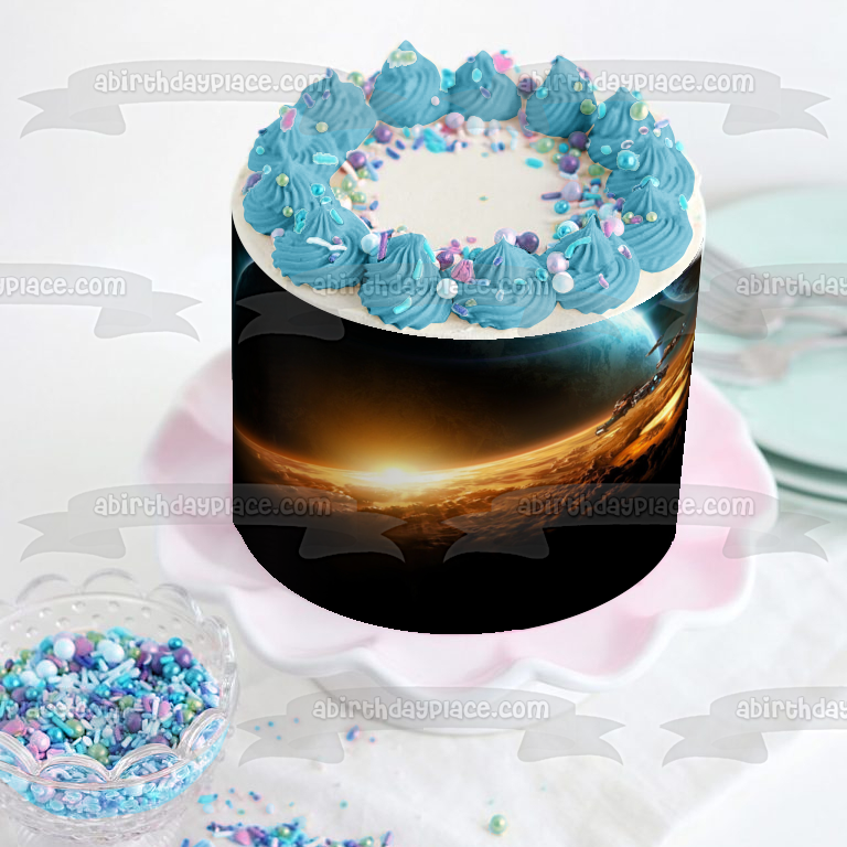 Starcraft RTS Gaming Blizzard Terran Battlecruiser Edible Cake Topper Image ABPID52640