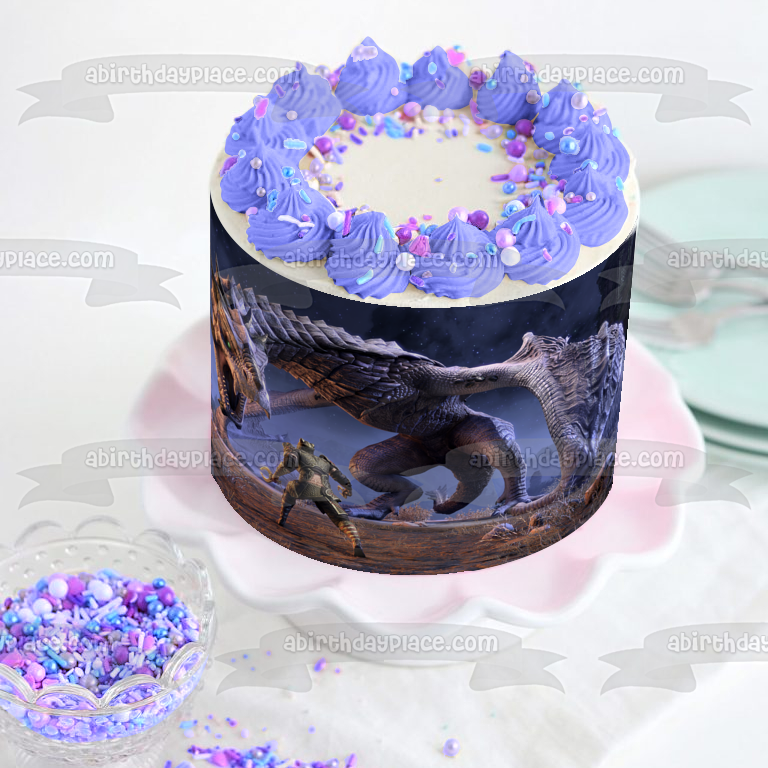 Elder Scrolls Skyrim Dragon Gaming RPG Bethesda Edible Cake Topper Image ABPID52665