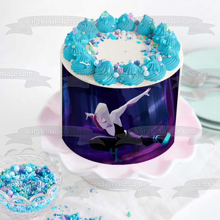 Spider-Man Into the Spider-Verse Gwen Stacy Spider Gwen Hailee Steinfeld Spider-Man Spidergwen Edible Cake Topper Image ABPID52909
