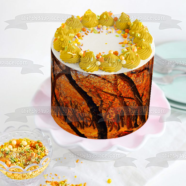 Fall Scenery Fall Colored Trees and Leaves Edible Cake Topper Image ABPID52923