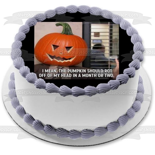 The Office Happy Halloween Meme Dwight Pumpkin Head Edible Cake Topper Image ABPID52763