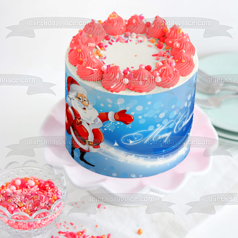 Merry Christmas Santa Claus Edible Cake Topper Image ABPID53104