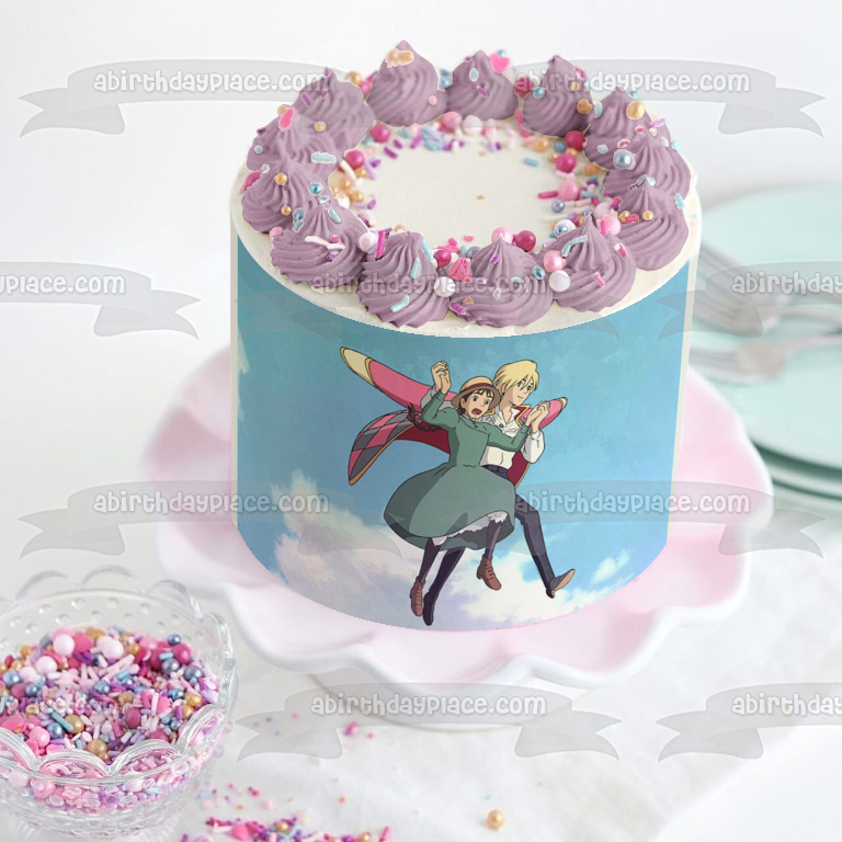 Howls Moving Castle Howl Jenkins Pendragon Sophie Hatter Studio Ghibli Animación Decoración comestible para tarta Imagen ABPID52875