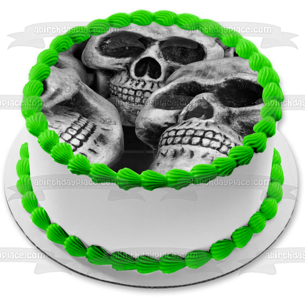 Spooky Halloween Skulls Edible Cake Topper Image ABPID52655