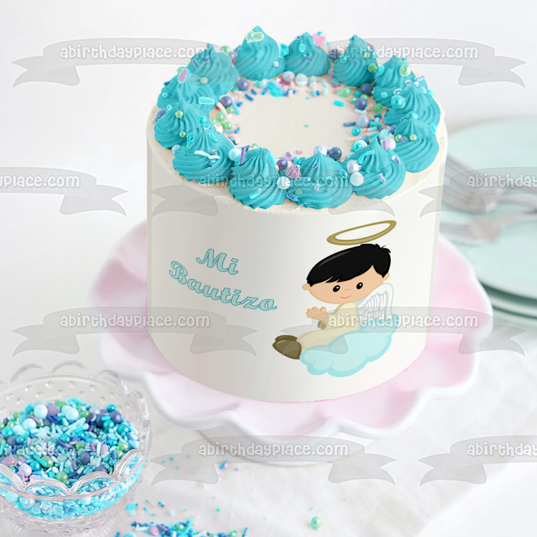 MI Bautizo Angelic Boy Edible Cake Topper Image ABPID56443