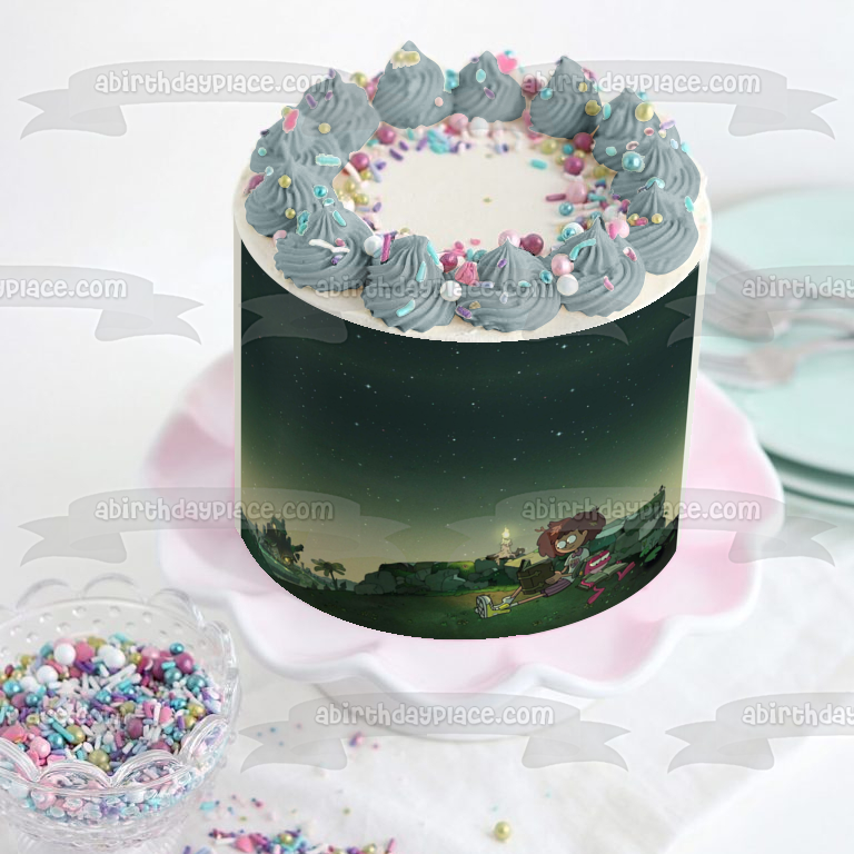 Amphibia Anne Boonchuy Spring Plantar Reaidng by Stars at Night Imagen comestible para decoración de tarta ABPID56428