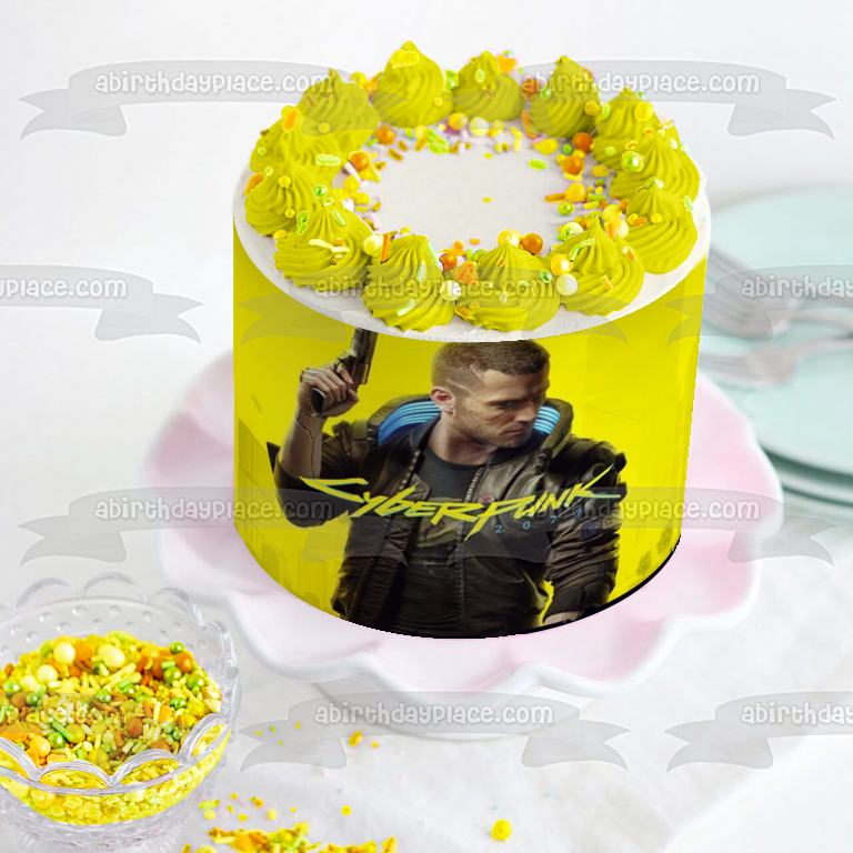 Cyberpunk 2077 V Video Game Cover SciFi Edible Cake Topper Image ABPID53223