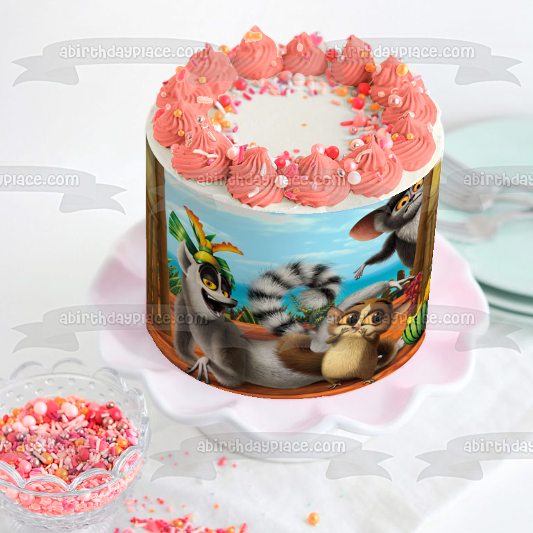 All Hail King Julien Maurice Mort Madagascar Animated Movie TV Show Cartoon Edible Cake Topper Image ABPID53253