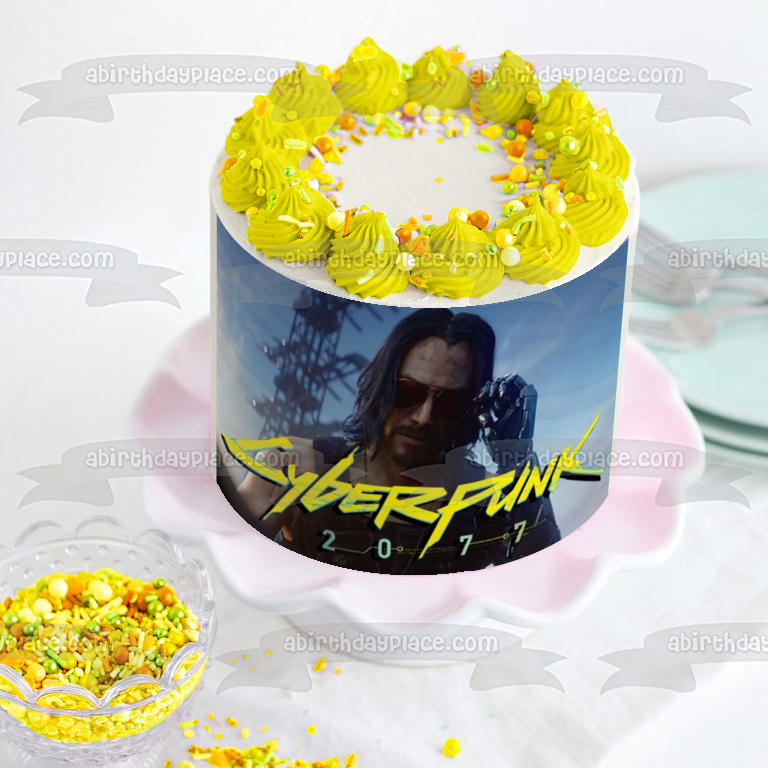 Cyberpunk 2077 Keanu Reeves Imagen comestible para decoración de tarta ABPID53420