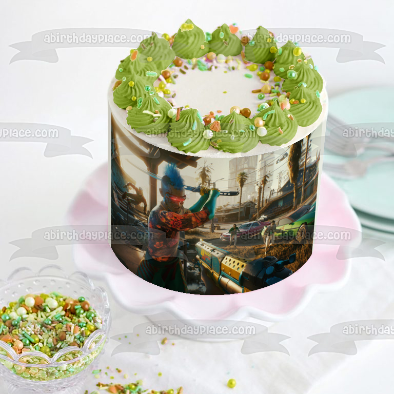 Imagen de decoración comestible para tarta Cyberpunk 2077 Gameplay ABPID53421