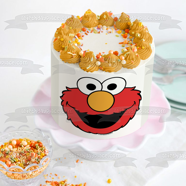 Sesame Street Elmo Face Edible Cake Topper Image ABPID53712