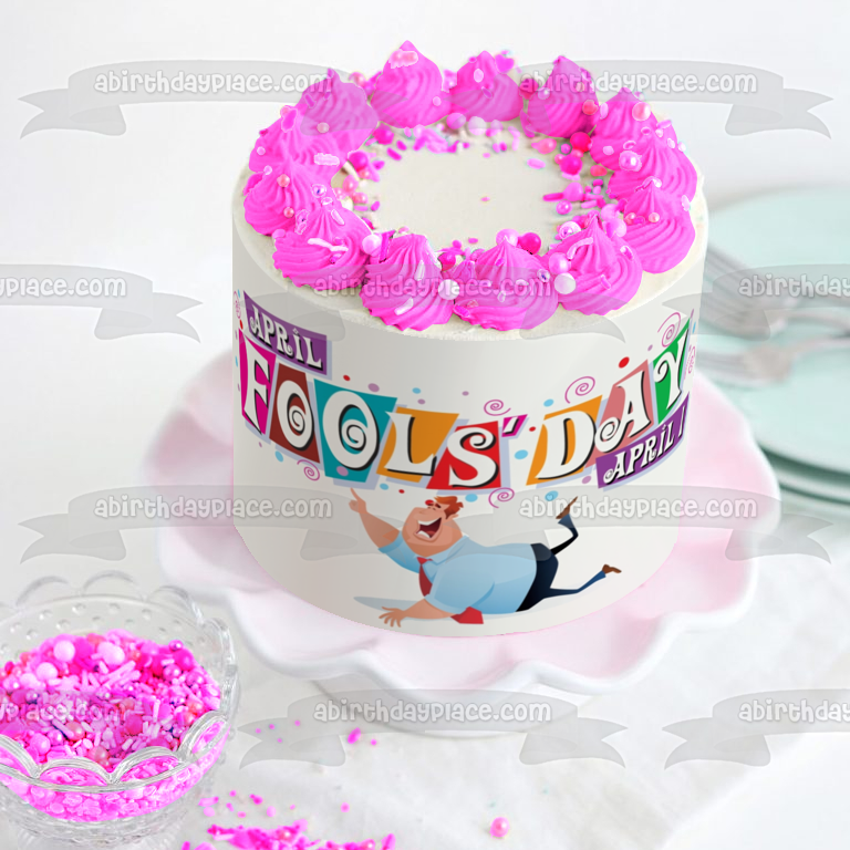 Imagen de decoración comestible para tarta del hombre riendo del Día de los Inocentes ABPID53734