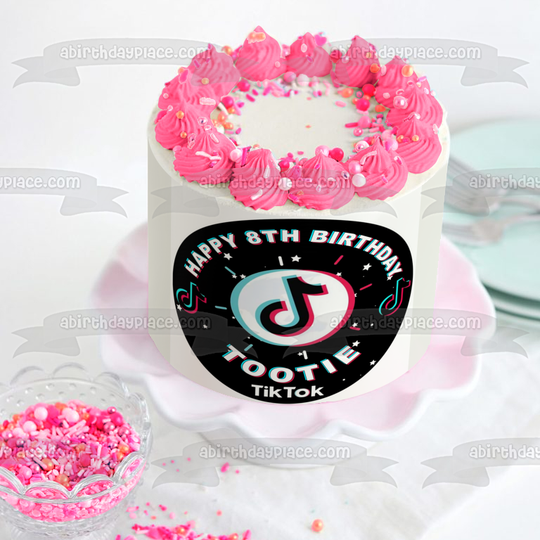Candy Sprinkle Burst TikTok Customizable Tik Tok Edible Cake Topper Image ABPID53763