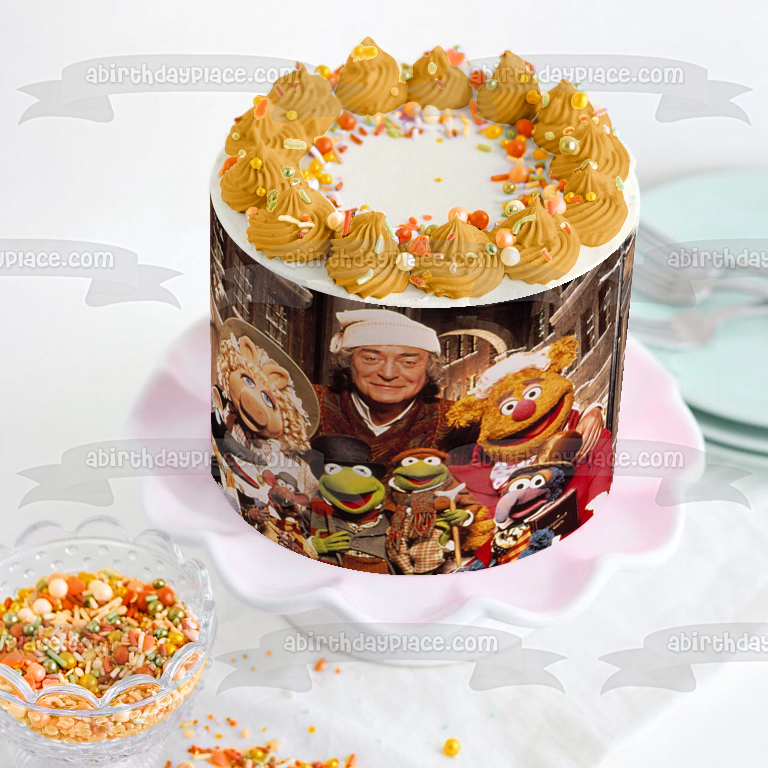 Disney The Muppet Christmas Carol Charles Dickens Classic Movie Kermit the Frog Miss Piggy Gonzo Fozzie Bear and Sam the Eagle Edible Cake Topper Image ABPID53478