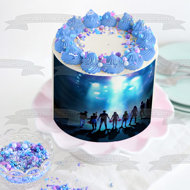 Adorno comestible para tarta con siluetas de nave espacial y alienígenas de Zombies 3, imagen ABPID56486