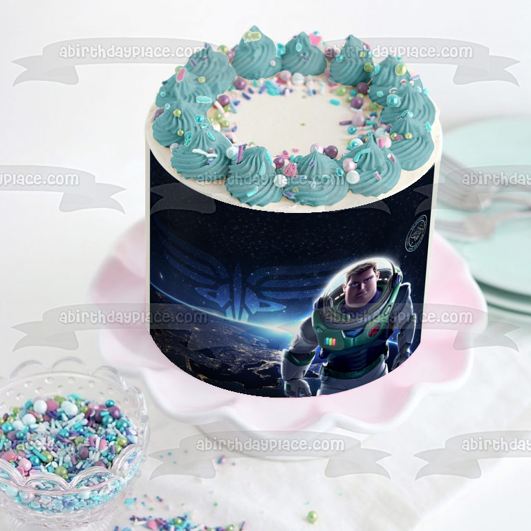 Disney Lightyear Buzz Lightyear Earth and Outer Space Edible Cake Topper Image ABPID56476